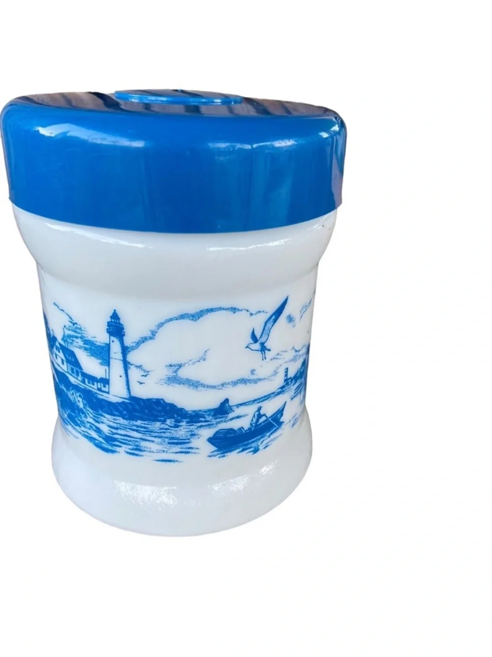 vintage Dutch milkGlass delft lighthouse  canister Cottagecore Coastal done